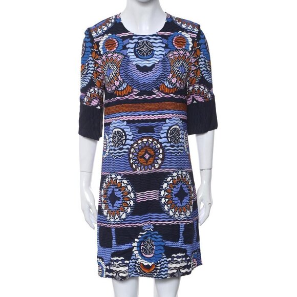 Peter Pilotto Blue Abstract Graphic Printed Sheath Dress - Picture 2 of 6